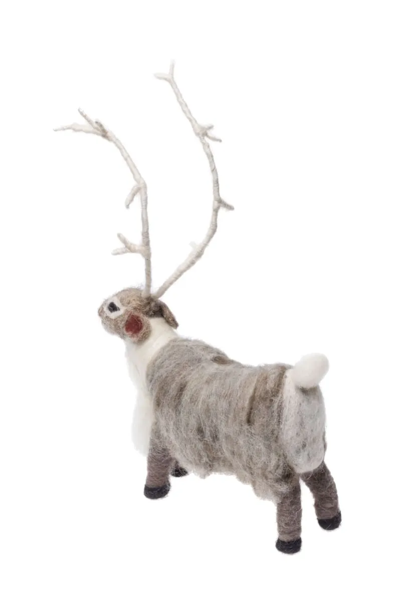 De Kulture Handmade Premium Wool Felt Reindeer Eco Friendly Needle Felted Christmas Xmas Tree Decoration Stuffed Ornament for Home Office Party Holiday Décor, 7.5x2x8 (LWH) Inches